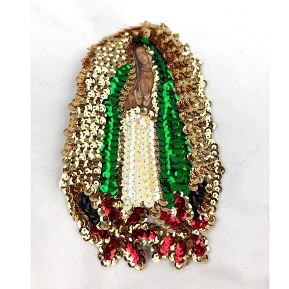 Our Lady Of Guadalupe Sequined Sewing Patch Applique Embellishment 4"x6.5" - Picture 1 of 8